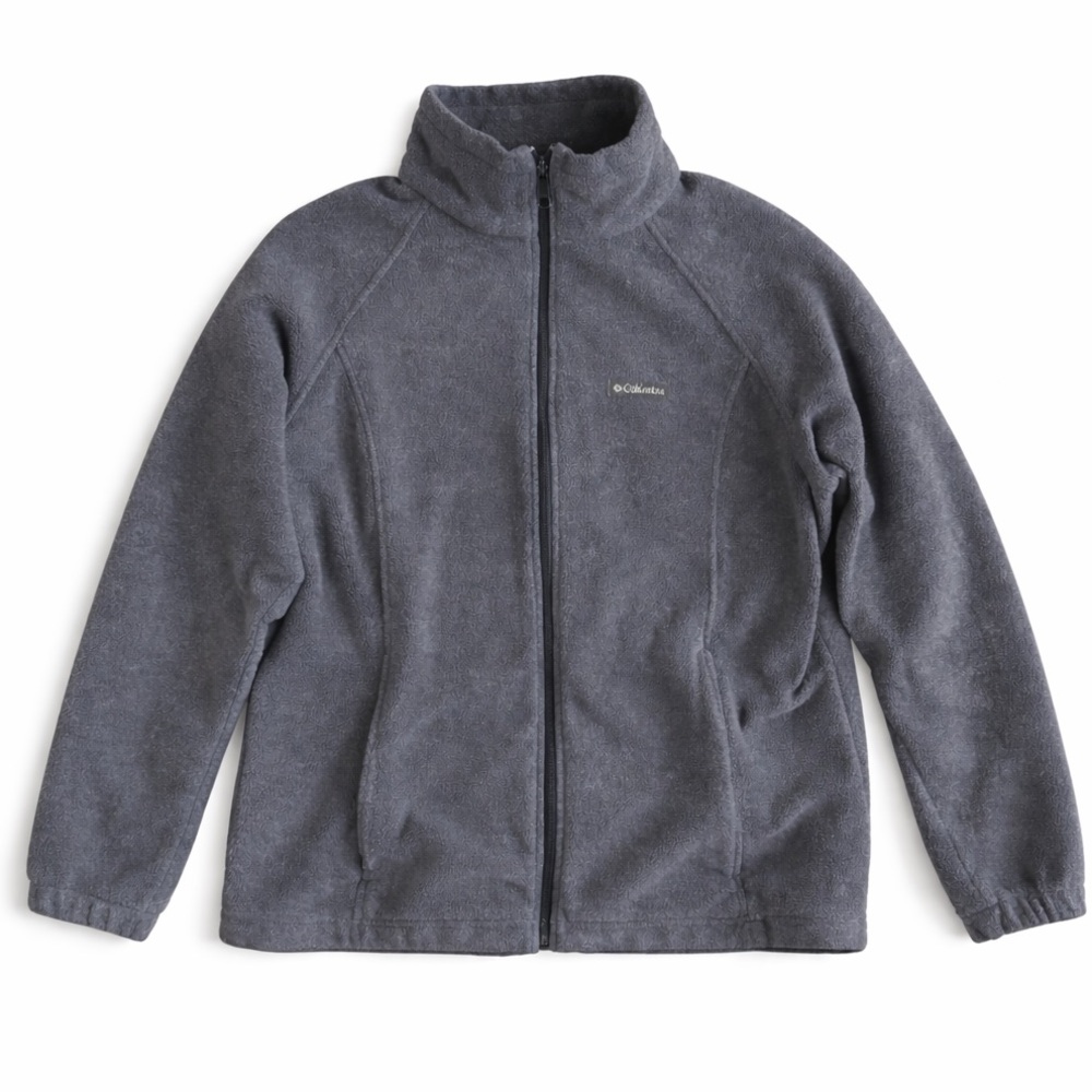 Columbia Full Zip Fleece Jacket Outdoor Casual Fall Winter Layer Travel Gray 1X